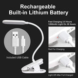Rechargeable Book Light, Contact Control Adjustable Brightness Eye Protection Reading Light, LED Clip on Light