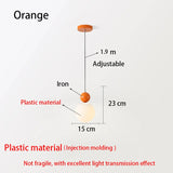 Modern Color Round Ball Long-Line Bedroom Single-Head Pendant Lamp With Glass And Injection-Molded Cover For Dining Room E27