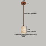 2026 New Cave Stone Pendant Light Bedroom Yellow Travertine LED Chandelier Living Dining Room Modern Hanging Lamp Decor Lighting