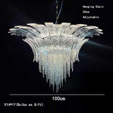 Petal Glass Flower Pendant Ceiling Lamp Minimalist Art Crystal Fringe Lamp for Living Room Staircase Villa Foyer Decor Lamp