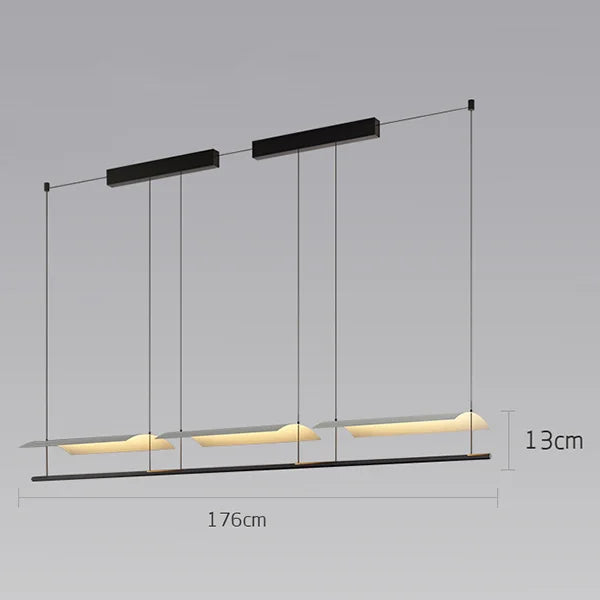 Modern WabiSabi Pendant Light Minimalist Long Strip Hanging Lamp Eave Acrylic Chandelier For Dining Living Room Office Kitchen