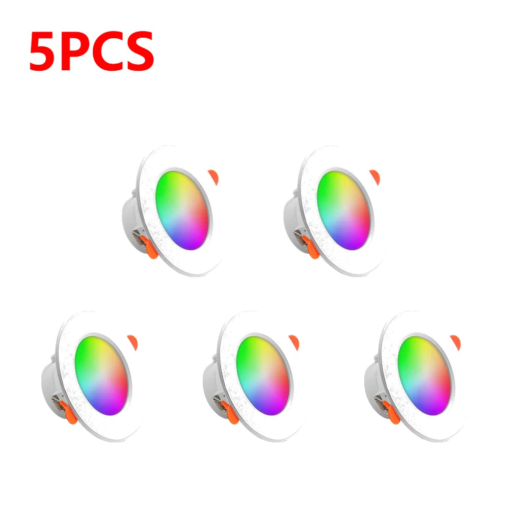 1-10pcs Tuya Bluetooth Smart LED Downlight Full RGB Color Dimming 3 Inch Tuya Bluetooth Control Tuya Downlight 10W 85-265v