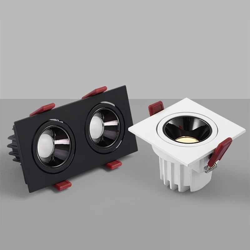 Recessed LED Ceiling Lamp 24W 10W Single/Double Head LED Spot lights COB Anti-Glare Downlight For Home Office Store Indoor