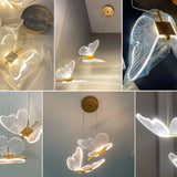 Nordic Luxury Creative Art Modern Transparent Butterfly LED Pendent Lamp Living Room Bedroom Background Acrylic Home Decoration