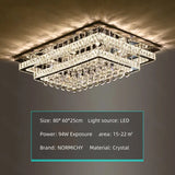 Modern Luxury Crystal LED Chandelier For Living Room Bedroom Dining Room Kitchen Ceiling Lamp Silver Chrome Remote Control Light