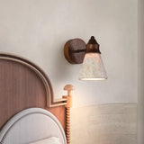 Natural Yellow Travertine Stone Wall Sconce Lamp - Classical LED Wall Light Fixture for Bedroom Bedside, Living Room & Home Decor