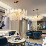 French Retro Light Luxury Chandelier Living Room Bedroom Warm and Romantic Cloud Water Drop Glass Pendant Lights Home Decoration