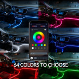 18IN1 Full Color Streamer Car Ambient Lights RGB 64 Color Universal LED Interior Hidden Acrylic Strip Symphony Atmosphere Lamp