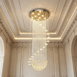 Floral Crystal String Chandelier Tall LED Pendant Light Indoor Decor Lighting For High Ceiling Stairs Lobby Hotel