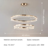 Modern Luxury Style Led Chandelier For Living Room Bedroom Dining Room Pale Gold Luster Lamp Round Ring Design Pendant