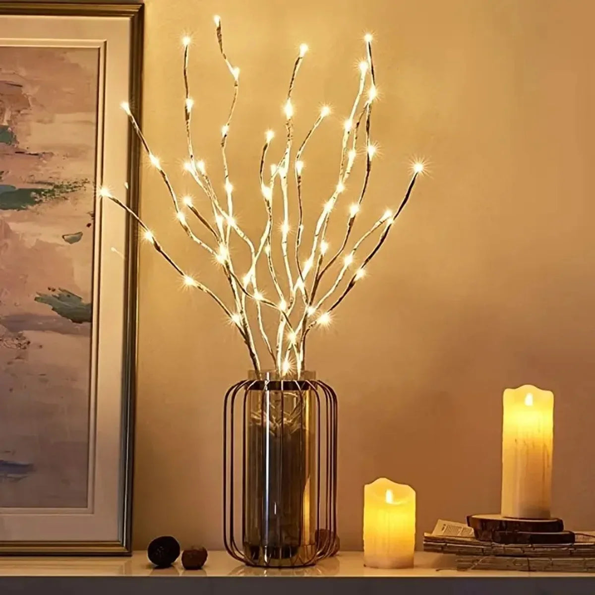 LED White Birch Branch Lights - Battery Operated Christmas & Party Twig Lights