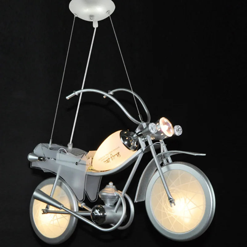 New design boys children's room gray motorcycle for Living Room Bedroom Hotel Decors LED Light shaping light