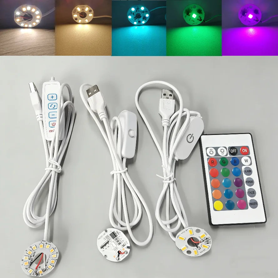 1/2/4 Pcs Dimmable 5V USB RGB LED Light Board with Remote Control - High-Brightness Colorful Gradient Module PCB Panel for DIY Model Display
