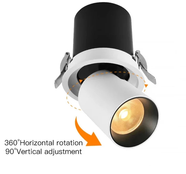 Dimmable Embedded LED Downlight Simple Modern Rotate 360 Degrees 10W Stretch Spotlight Ceiling Indoor Lighting 110V-240V