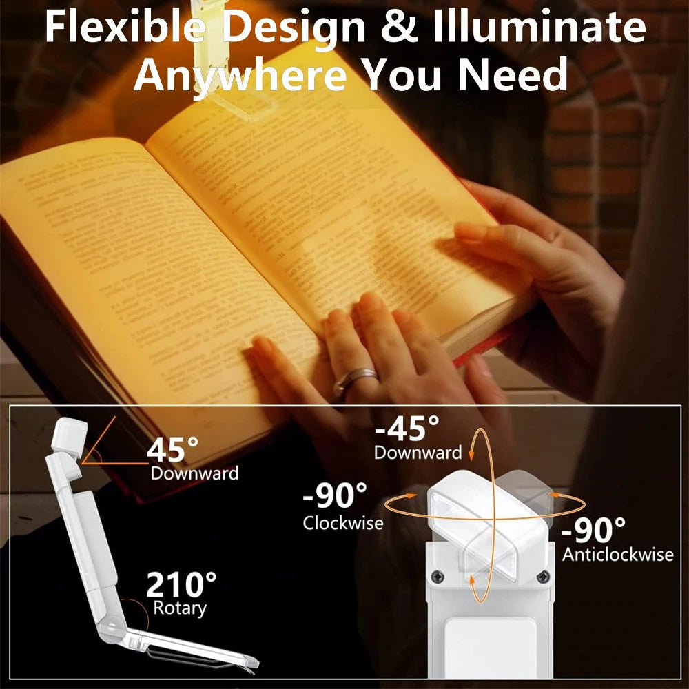 Book Light with Timer USB Rechargeable 3 Colors &amp; 5 Brightness Reading Light Clip-on Read Lamp Bookmark Night Light Book Lamp
