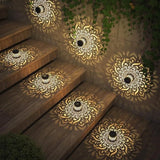 Decorative Solar Mandala Lights Solar Powered Outdoor Deck Step Wall Lights for Terrace, Courtyard, Backyard, Garden Decor