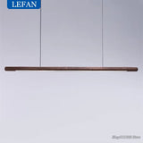 Walnut Wood Dining Chandelier - Simple Strip Hanging Lamp for Kitchen, Home Decor & Indoor Lighting