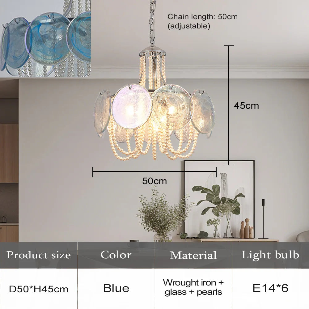 French Flower Glass Pendant Light Creamy Pearl Romantic Master Bedroom Lighting High-end Restaurant Lights