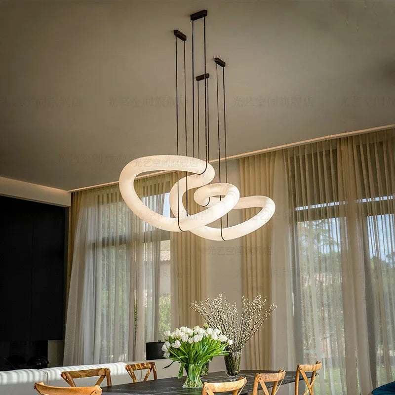 Dining Room Alabaster Chandelier Spanish Marble Ceiling Pendant Lights For Kitchen Living Room Loft Desiginer Marble Chandeliers