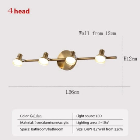 Modern Wall Light 2/3 Head Waterproof Bathroom Light Washroom Vanity Mirror Iron Interior Home Decoration Minimalist Lighting