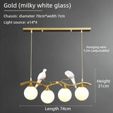 Nordic LED Glass Chandelier Modern Creative Bird Restaurant Dining Table Glass Pendant Light Living Room Bar Counter Decoration