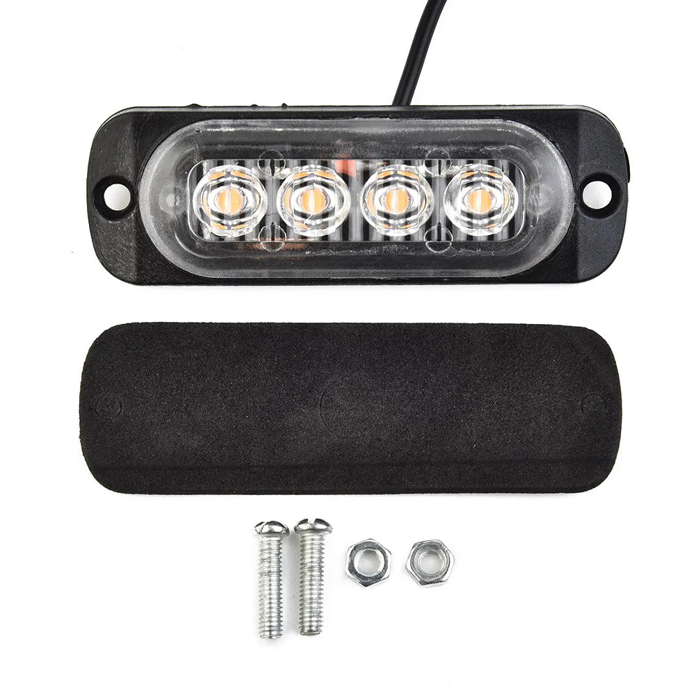 Car LED Warning Light with Plate Number, Grill, Breakdown, Emergency, Side Light for Trucks, Trailers - Amber, 12-24V