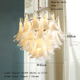 Cloudy White Glass Flower Petal Vintage Chandelier Italy Design Lighting Fixture LED Remote Dimmable Available Living Room Deco