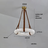 2026 Circular Marble Leather LED Hanging Lamp Modern Bedroom Living Room Main Light Fixture Nordic Faux Marble Pendant Light