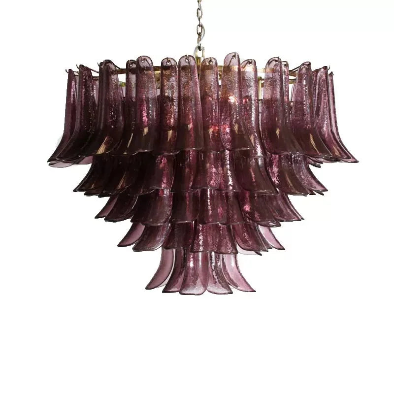 Modern Silver Branch Chandelier, Murano Horseshoe Glass Shade Lustre, Dimmable Pendant Lamp for Dining Room, Decor for Ceilings