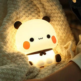 Kawaii Panda LED Night Light - Soft Silicone Tap Lamp for Baby Nursery