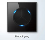  Universal Round Tempered Glass Home Wall Switch Panel LED Indicator Black/Grey/Gold/White 250V 86mm*86mm Wall Light Switch