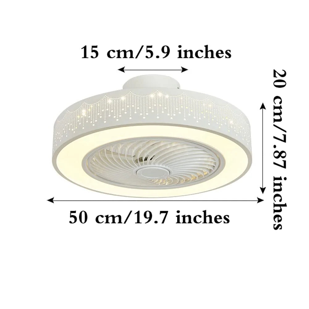 Ceiling Fan with Light, LED Dimmable Ceiling Fans with Remote Control, 3 Speeds Reversible, for Bedroom Study Room, White, 50cm