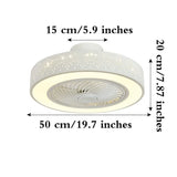 Ceiling Fan with Light, LED Dimmable Ceiling Fans with Remote Control, 3 Speeds Reversible, for Bedroom Study Room, White, 50cm