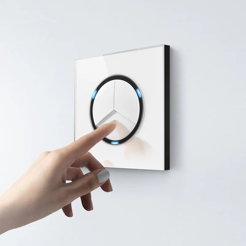  Universal Round Tempered Glass Home Wall Switch Panel LED Indicator Black/Grey/Gold/White 250V 86mm*86mm Wall Light Switch