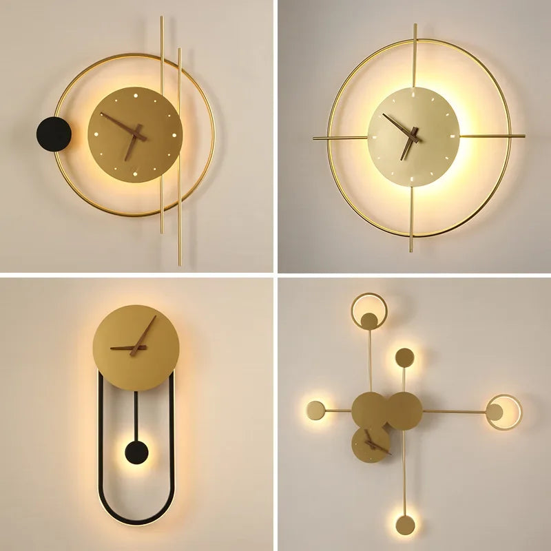 Modern LED Wall Lamp Clock Sconce for Bedroom Bedside Living Dining Room Aisle Porch Corridor Home Decors Lighting Fixture Luster