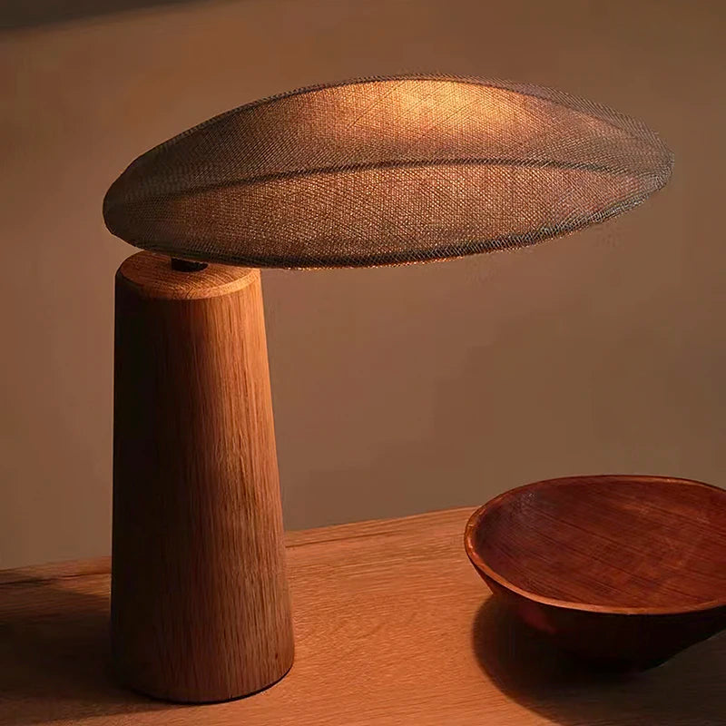 Solid Wood Bedroom Bedside Lamp Japanese Wooden Fabric Floor Light Home Decoration Desk Light Wabi Sabi Mood Light for Home Decr