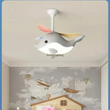 2026 New Nordic Fan Pendant Lamp Creative Airplane Cartoon Fish Children's Bedroom Chandelier Personality Fan Light Fixture