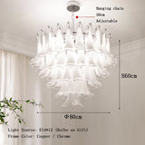 Cloudy White Glass Flower Petal Vintage Chandelier Italy Design Lighting Fixture LED Remote Dimmable Available Living Room Deco