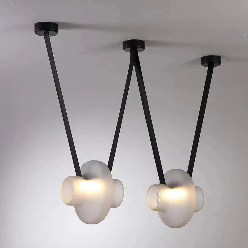 Italy New Designer Luxury Glass LED Pendant Lamp Living Room Bedroom Bar Restaurant Leather Chandelier Interiordecor Lighting