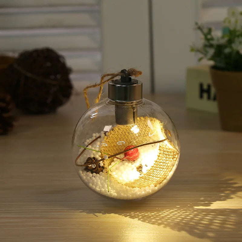 Pet 8cm Simulation Interior Christmas Pendant Transparent Led Warm White Light Christmas Ball For Holiday Party New Year 2025