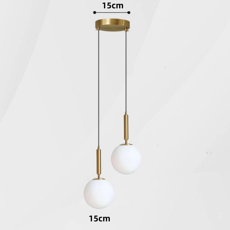 Modern Glass Ball Led Pendant Lamp Fixtures Bedside Gold Indoor Kitchen Hanging Lights Luminaire Dining Room Lighting Decoration