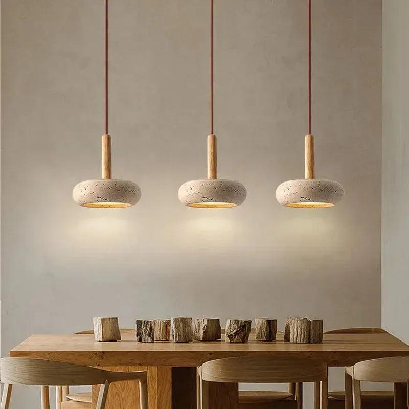 2026 New Hot Selling Pendant Lamps Wabi Sabi Circular Yellow Stone Commercial Home Decoration Restaurant Room LED Droplight