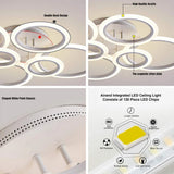 Led Ceiling Light Chandelier Ring Pendants Lights Square Lamp Dimming Remote Control Indoor Lighting Fixture Bedroom Living Room