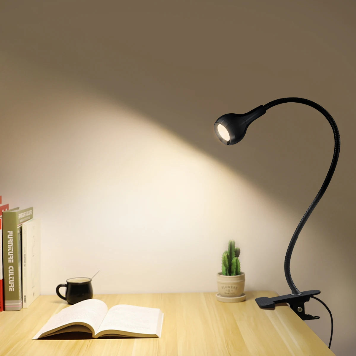 Book Reading LED Lamp Table Lights Bedside Lighting With Holder Clip Flexible Angle Adjustable 5V USB Powered Aluminum Alloy