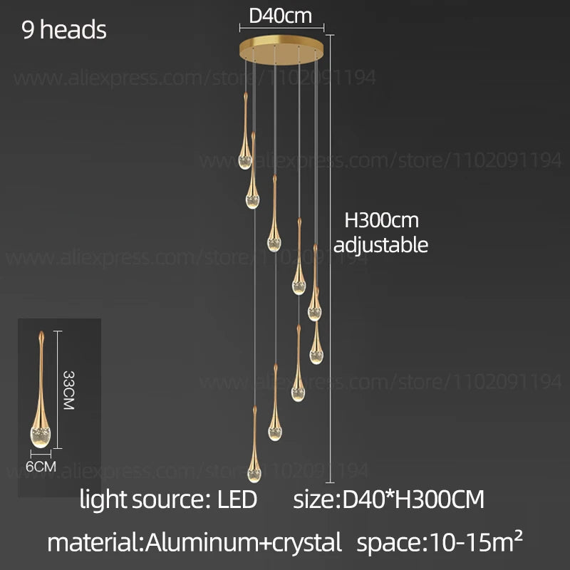 Crystal Chandelier Modern Villa Living Room Chandelier Hanging Lamp LED Crystal Lamp Exhibition Hall Staircase Pendant Lamp