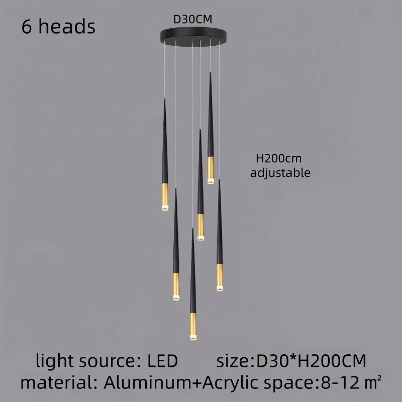 Modern Luxury Chandelier Nordic Ceiling Light Living Room Duplex Attic Long Pendant Light Villa Staircase LED Hanging Lamps