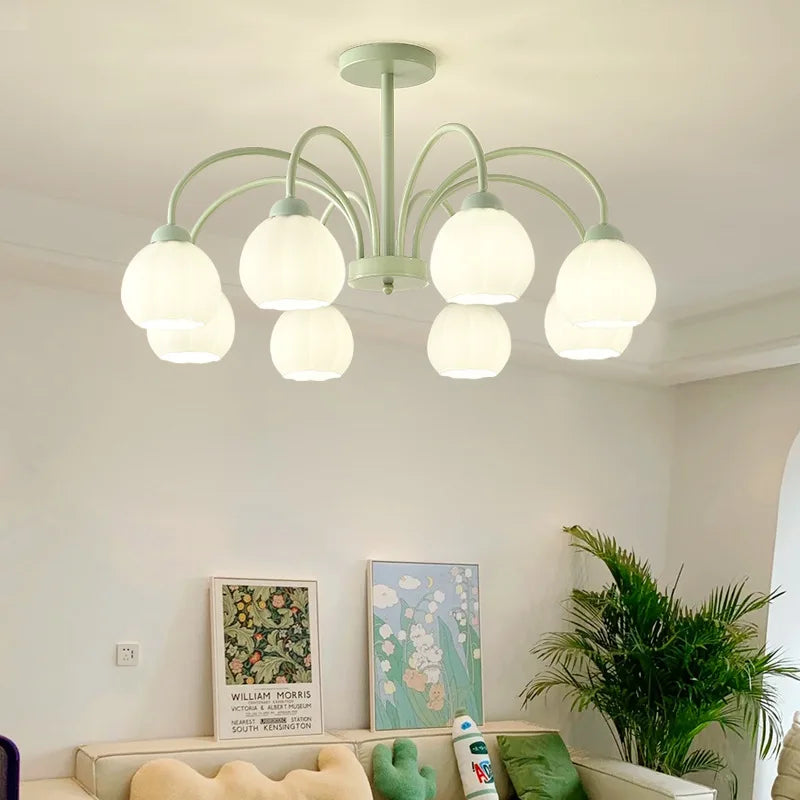Living Room Chandelier Nordic  Match Green Dining Room Light French Pastoral Simple And Warm Bedroom Living Room Lamp
