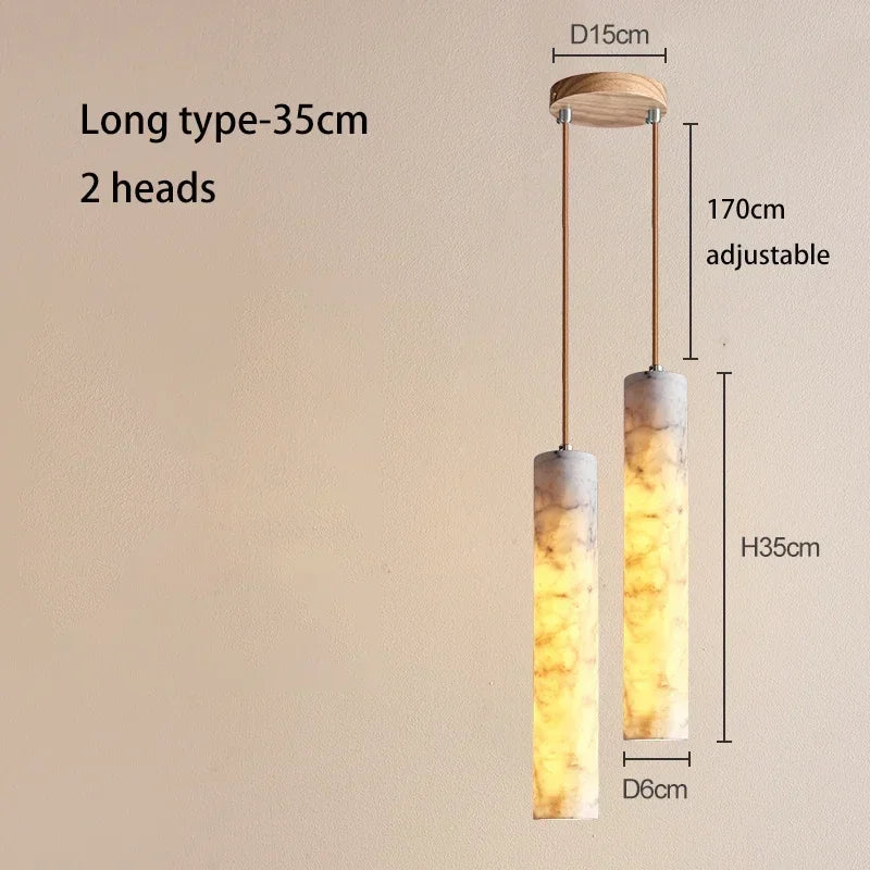 Spanish Marble Pendant Light Luxury Natural Veins Stone Copper Suspension Luminaire for Dining Kitchen Bar Bedside Hanging Lamp