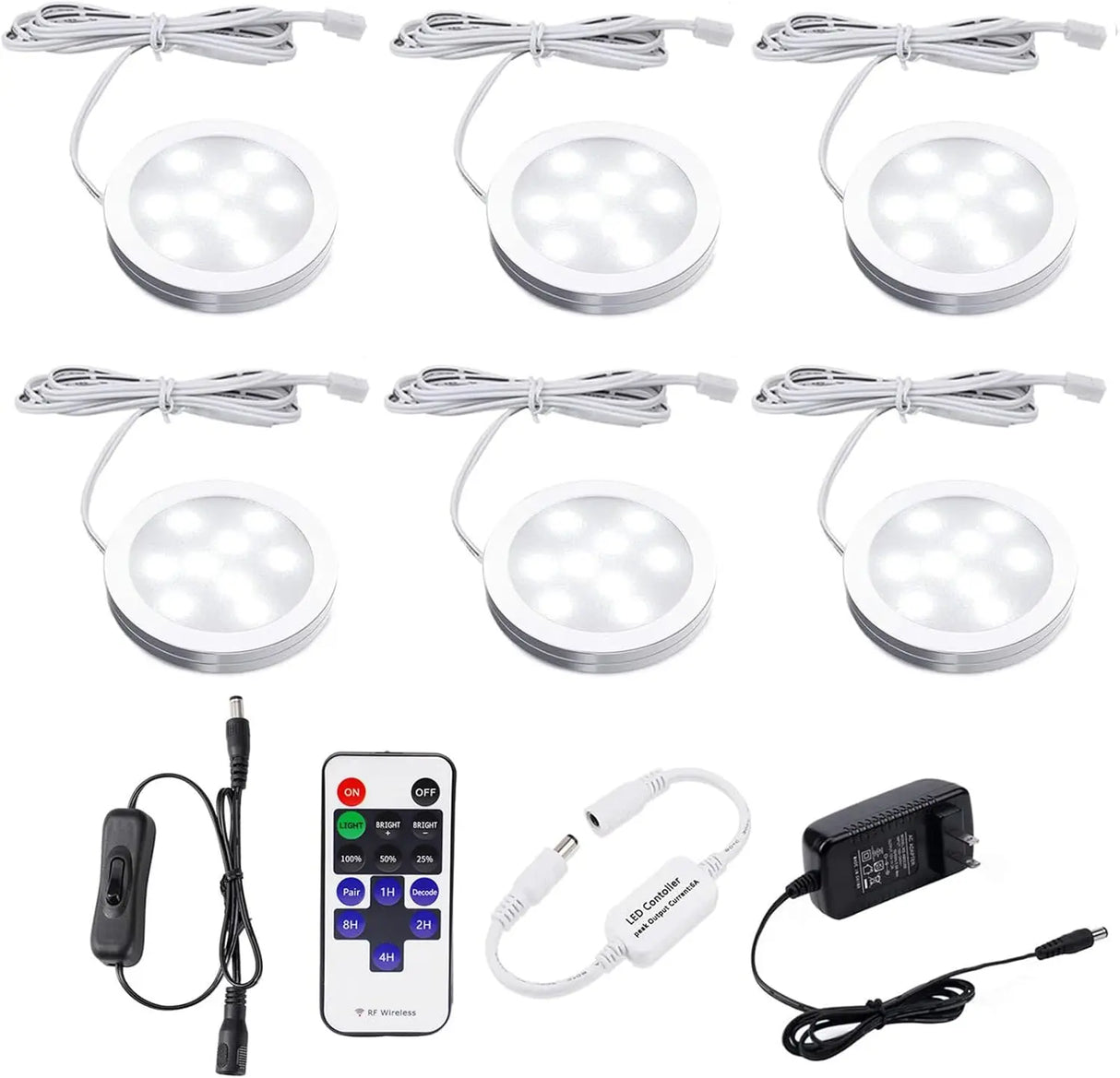 Under Cabinet Puck Lights with Remote,Light Wired, Under Counter Light Fixtures for Kitchen, LED Light for Shelf, Display Case