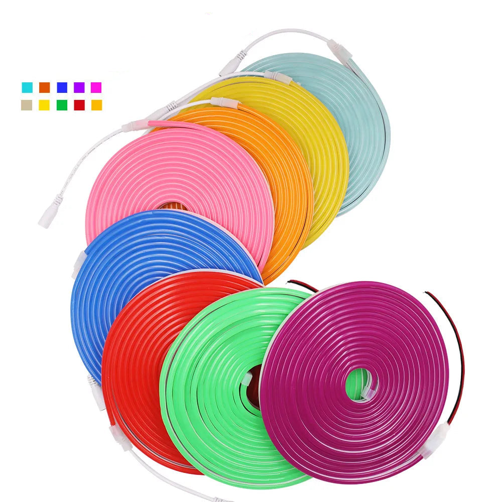 12V/24V Waterproof Flexible LED Neon Strip Light (6x12mm Silicone Rope) - DIY Neon Sign Light with DC Plug / 2-Pin Wire Option